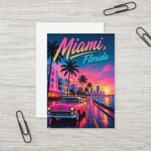 Miami Florida Retro-Neon-Sonnenuntergang Reise Visitenkarte