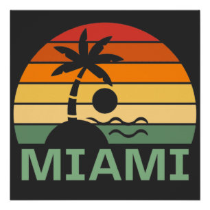 Miami Florida Retro-Palmwedel Sommer Strand Poster