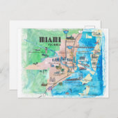 Miami Florida Retro Reiseplan Postkarte (Vorne/Hinten)