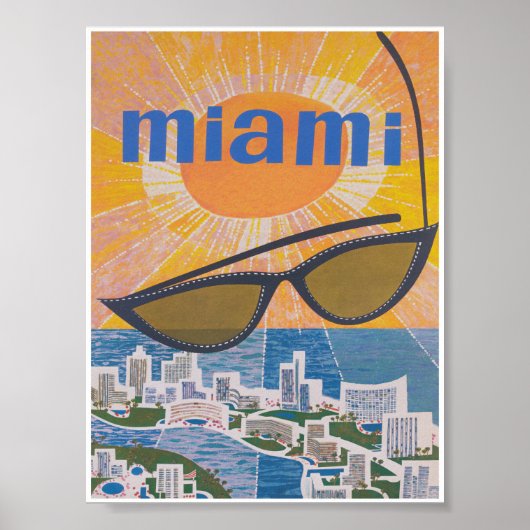 Miami Florida Retro Vintage Travel Poster (Vorne)