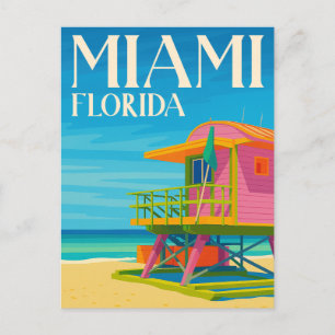 Miami Florida Rettungsschwimmer-Stand Strand Postkarte