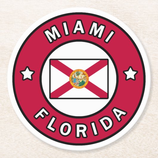 Miami Florida Runder Pappuntersetzer (Vorderseite)