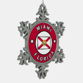 Miami Florida Schneeflocken Zinn-Ornament (Links)