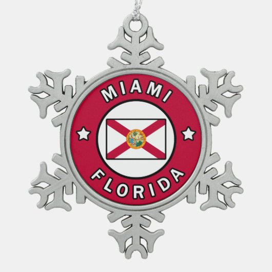 Miami Florida Schneeflocken Zinn-Ornament (Vorderseite)