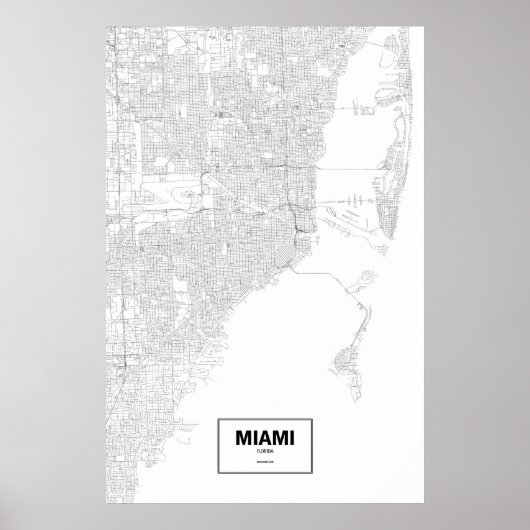 Miami, Florida (schwarz auf weiß) Poster (Vorne)