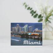 Miami Florida Skyline and Harbour At Night - USA Postkarte (Stehend Vorderseite)