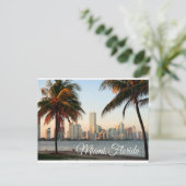 Miami Florida Skyline and Harbour At Night - USA Postkarte (Stehend Vorderseite)