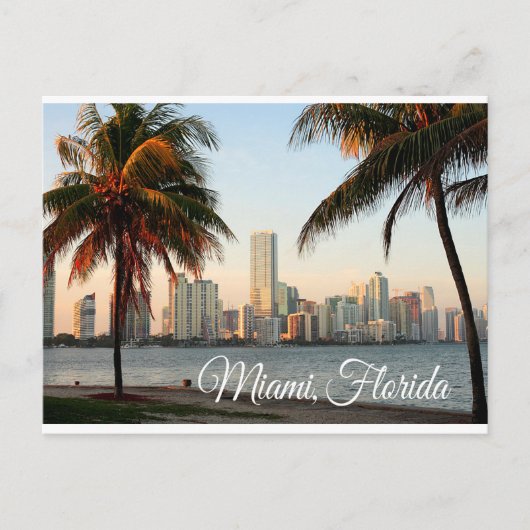 Miami Florida Skyline and Harbour At Night - USA Postkarte (Vorderseite)