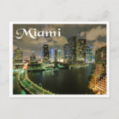 Miami Florida Skyline and Harbour At Night - USA Postkarte (Vorderseite)
