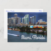 Miami Florida Skyline and Harbour At Night - USA Postkarte (Vorne/Hinten)