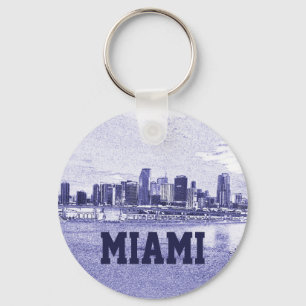 Miami, Florida Skyline-Bleistift-Zeichnen Schlüsselanhänger