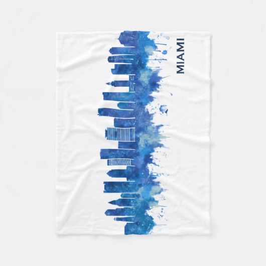 Miami Florida Skyline Blue Fleecedecke (Vorderseite)
