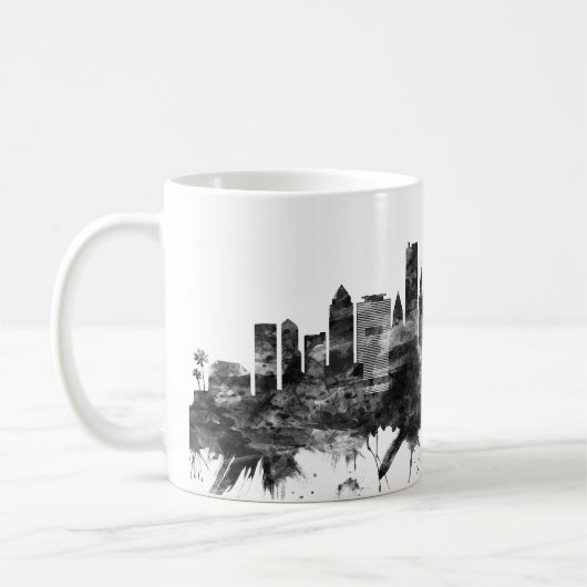 Miami Florida Skyline BW Kaffeetasse (Links)