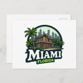 Miami Florida Skyline Feiertagspostkarte (Vorne/Hinten)