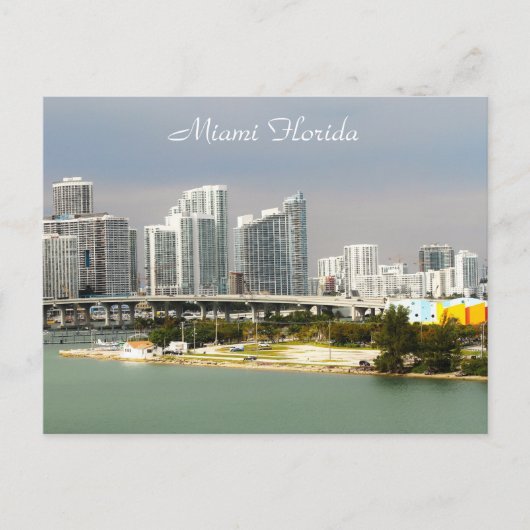 Miami Florida, Skyline, große Gebäude, Bridge Postkarte (Vorderseite)