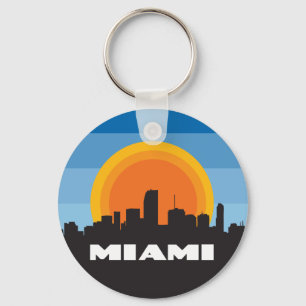 Miami Florida Skyline im Retro-Stil Schlüsselanhänger