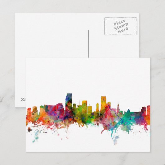 Miami Florida Skyline Postkarte (Vorne/Hinten)