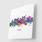 Miami Florida Skyline Quadratische Wanduhr (Winkel)