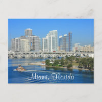 Miami Florida Skyline und Harbour Postcard