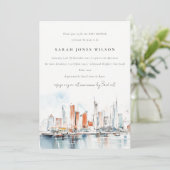 Miami Florida Skyline Watercolor Babydusche Einladung (Stehend Vorderseite)