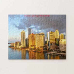 Miami Florida Skyline. Weihnachtsgrüße Puzzle