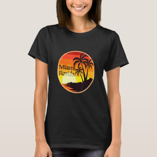 Miami Florida Sonnenuntergang, Palmen, Strand, T-Shirt