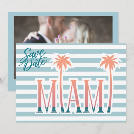 Miami Florida Strandhochzeit Foto Save the Date (Vorne/Hinten)