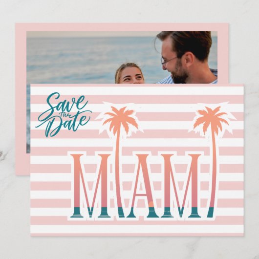 Miami Florida Strandhochzeit Foto Save the Date (Vorne/Hinten)