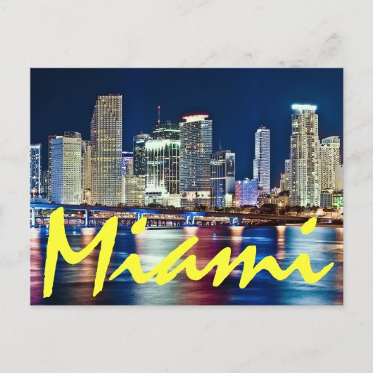 Miami, Florida, The Magic City am Abend. Postkarte (Vorderseite)
