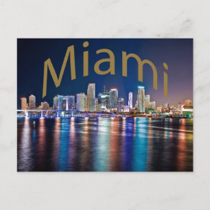 Miami, Florida, The Magic City am Abend. Postkarte