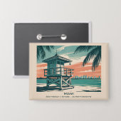Miami Florida Travel South Beach Minimalist Retro Button (Vorderseite/Rückseite)