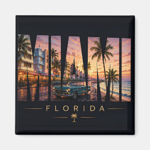 Miami Florida Tropische Ufer-Skyline Magnet