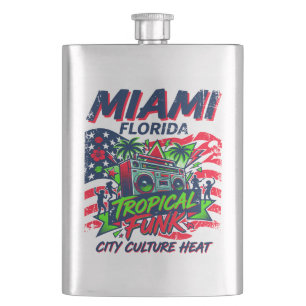 Miami Florida Tropischer Funk Stadt Kultur Hitze Flachmann
