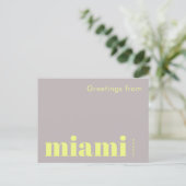 Miami Florida typografisch gelb Postkarte (Stehend Vorderseite)