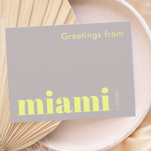 Miami Florida typografisch gelb Postkarte