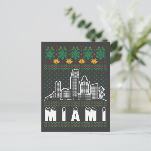Miami Florida Ugly Christmas Postkarte (Stehend Vorderseite)