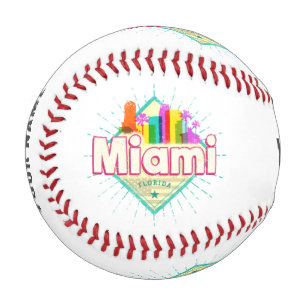 Miami Florida United Staaten Retro Skyline Vintag Baseball