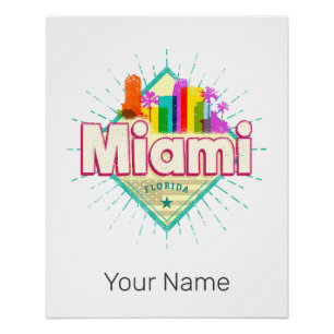 Miami Florida United Staaten Retro Skyline Vintag Poster
