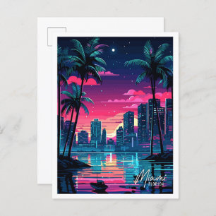 Miami Florida USA Art Vintage Travel Illustration Postkarte