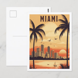 Miami Florida USA Berühmter Reiseort der Vergangen Postkarte