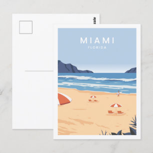 Miami Florida USA Berühmter Reiseort Illustration Postkarte