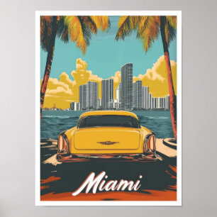Miami Florida USA Kunst Vintage Reise Illustration Poster
