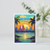 Miami Florida USA Vintage Illustration Postkarte (Stehend Vorderseite)