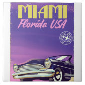 Miami Florida USA Vintage Poster Fliese (Vorderseite)