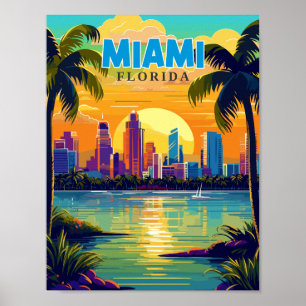 Miami Florida USA Vintage-Reiseillustration Poster