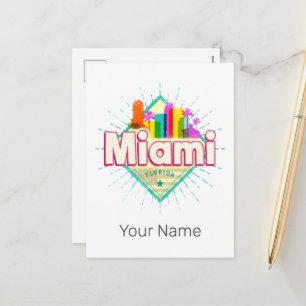Miami Florida Vereinigte Staaten Retro-Silhouette Feiertagspostkarte