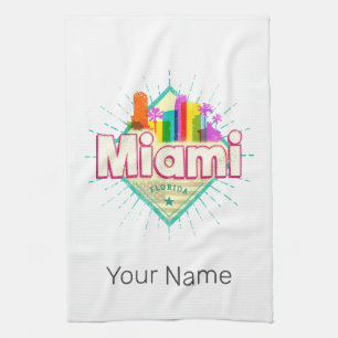 Miami Florida Vereinigte Staaten Retro-Silhouette Geschirrtuch