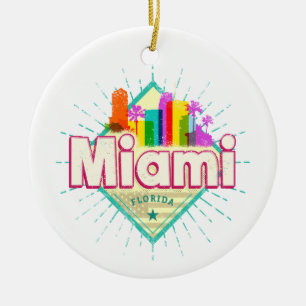 Miami Florida Vereinigte Staaten Retro-Silhouette Keramik Ornament