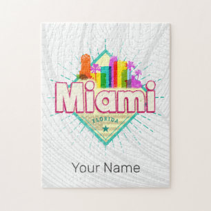 Miami Florida Vereinigte Staaten Retro-Silhouette Puzzle