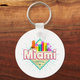 Miami Florida Vereinigte Staaten Retro-Silhouette Schlüsselanhänger